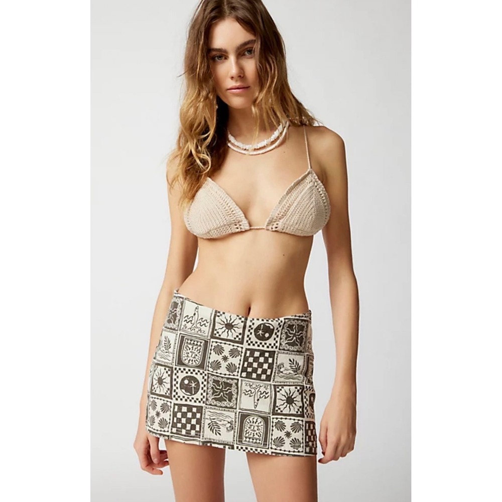 Urban Outfitters Fairy Grunge Retro Patchwork Linen Boho Print Mini Skort Medium